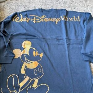 Disney Navy Blue Long-Sleeve Top with Gold Mickey Graphic